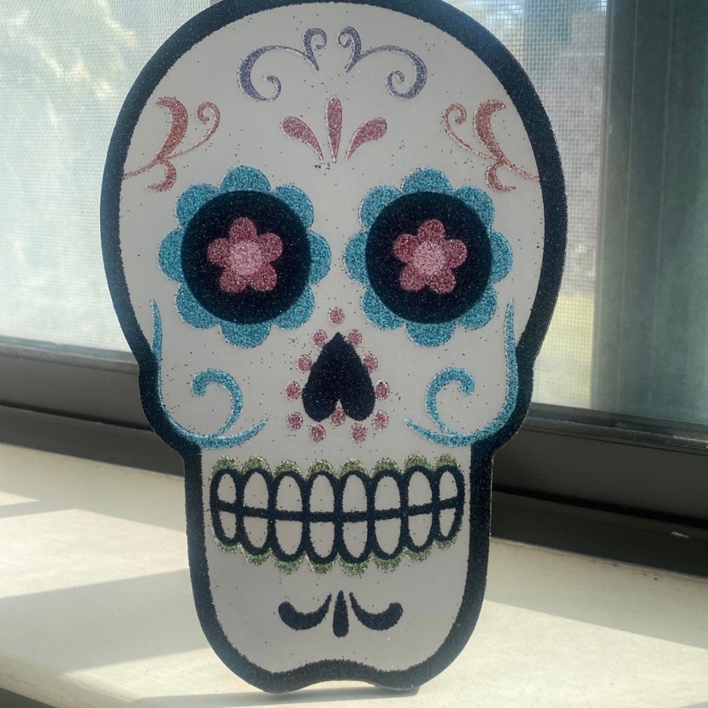 sparkly dia de los muertos/halloween/fall sugar skull decoration